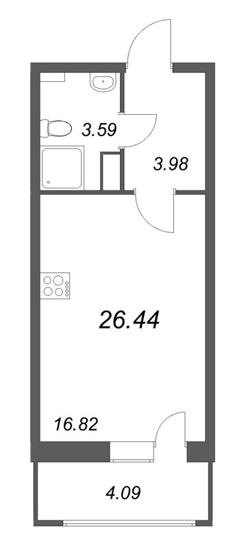 Студия 26,4 м²