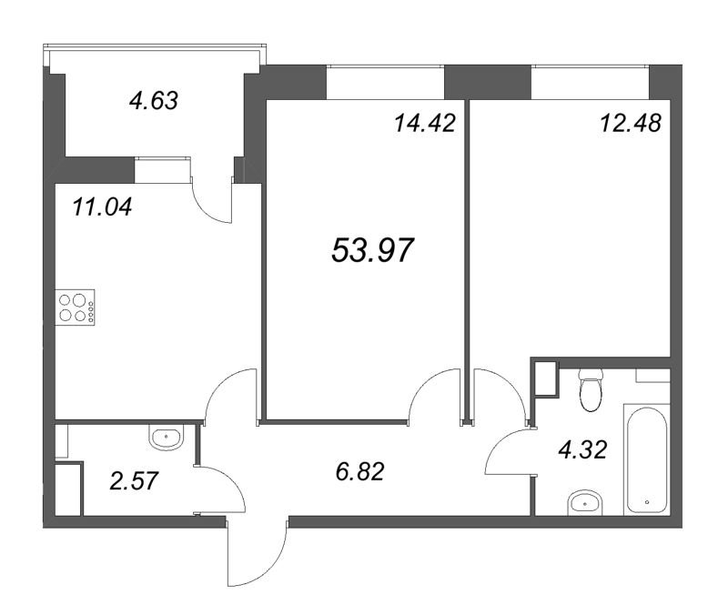 2 ккв 54 м²