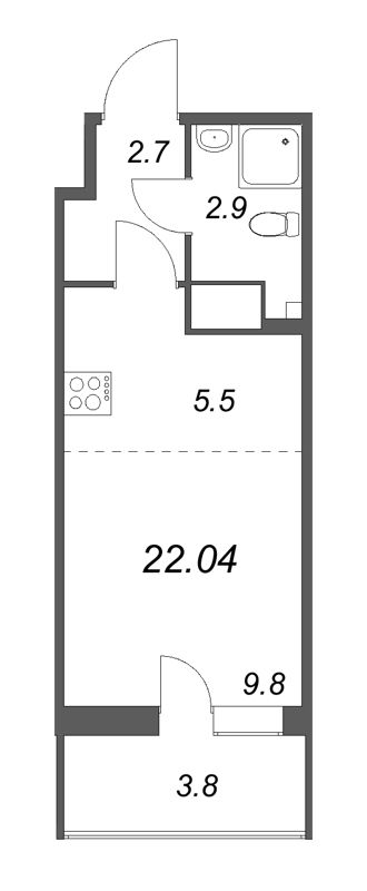 Студия 22 м²