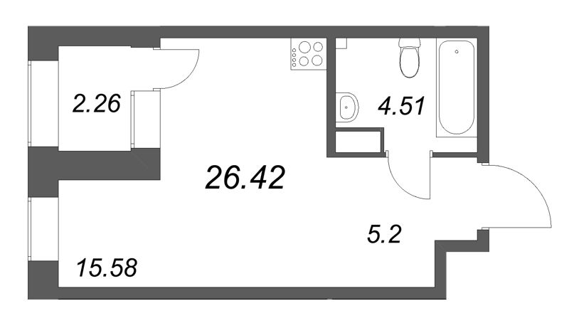 Студия 26,4 м²