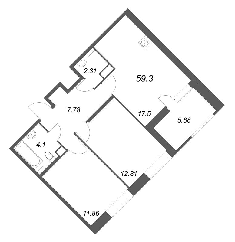 3 ккв (Евро) 59,3 м²