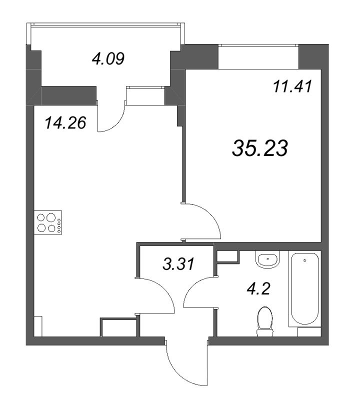 1 ккв 35,2 м²