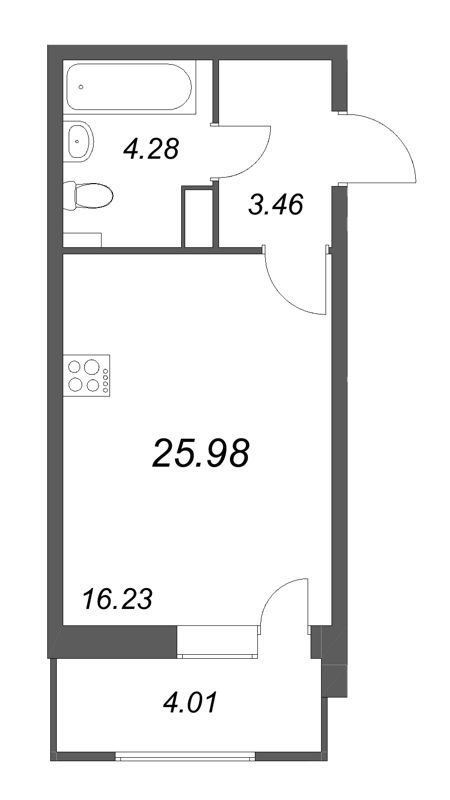 Студия 26 м²