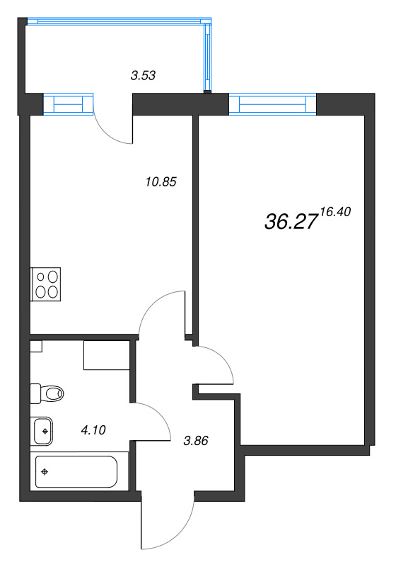 1 ккв 36,3 м²