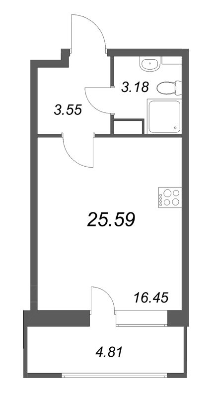Студия 25,6 м²