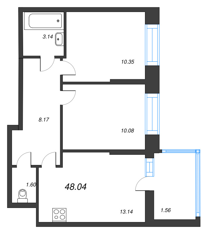 2 ккв 48 м²