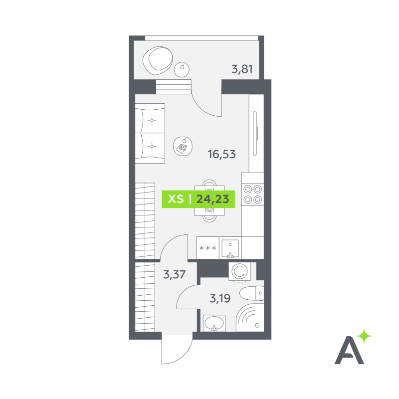 Студия 24,2 м²