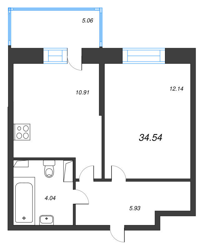1 ккв 34,2 м²
