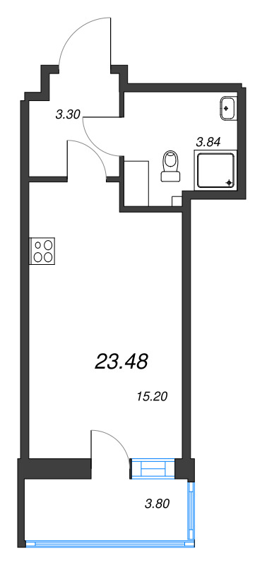 Студия 23,5 м²