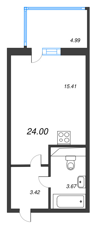 Студия 23,7 м²