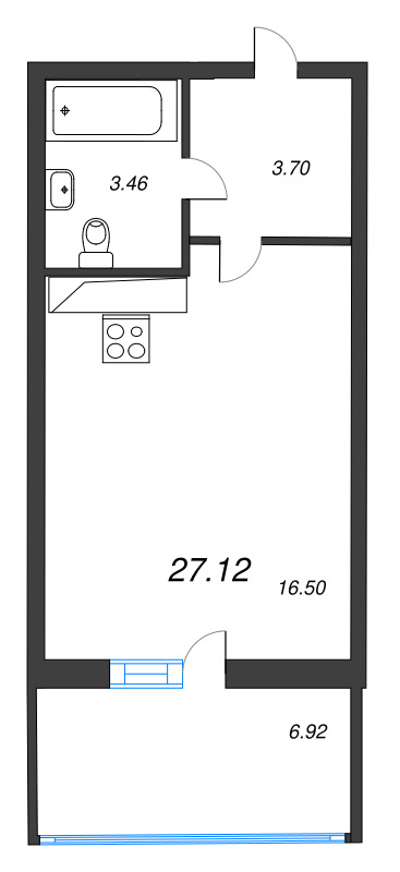Студия 25,5 м²