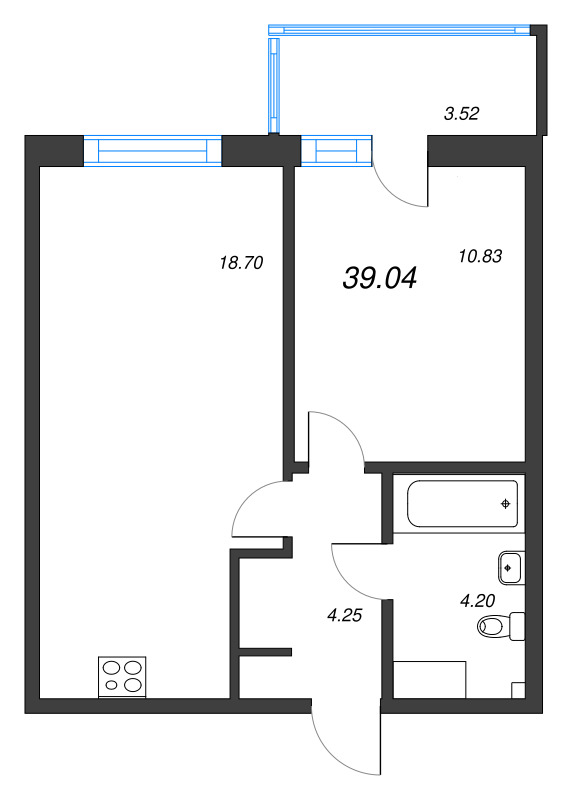 2 ккв (Евро) 39 м²