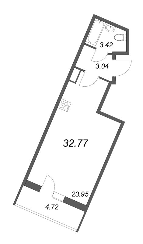 Студия 32,9 м²