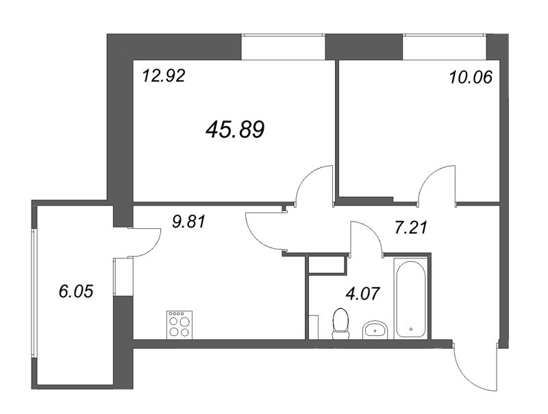 2 ккв 45,9 м²