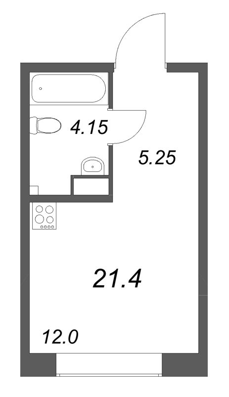Студия 21,4 м²