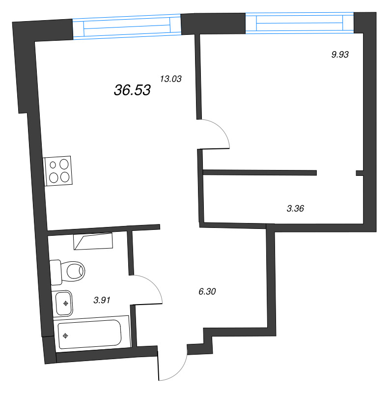 1 ккв 36,5 м²