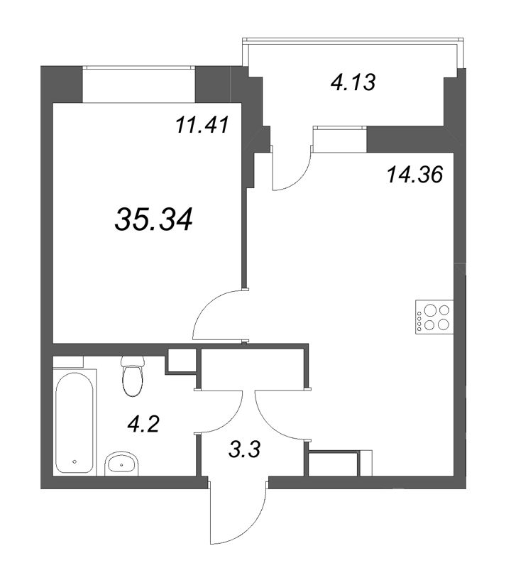 1 ккв 35,3 м²
