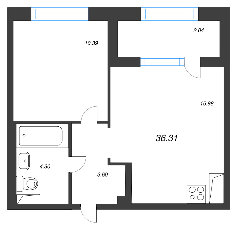 2 ккв (Евро) 36,3 м²