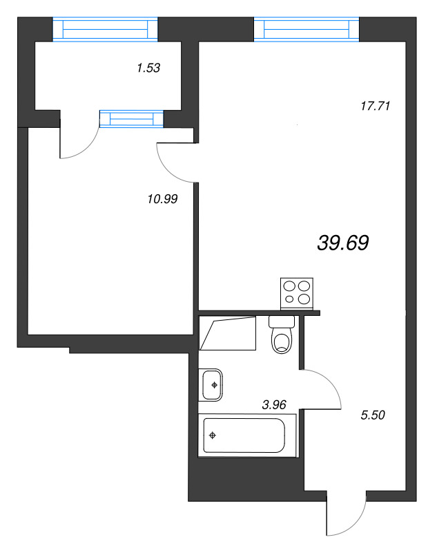 2 ккв (Евро) 39,7 м²