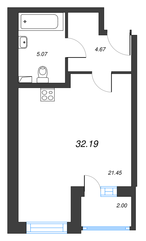 Студия 32,4 м²