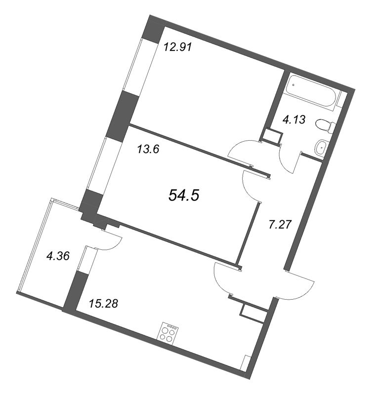 3 ккв (Евро) 54,5 м²