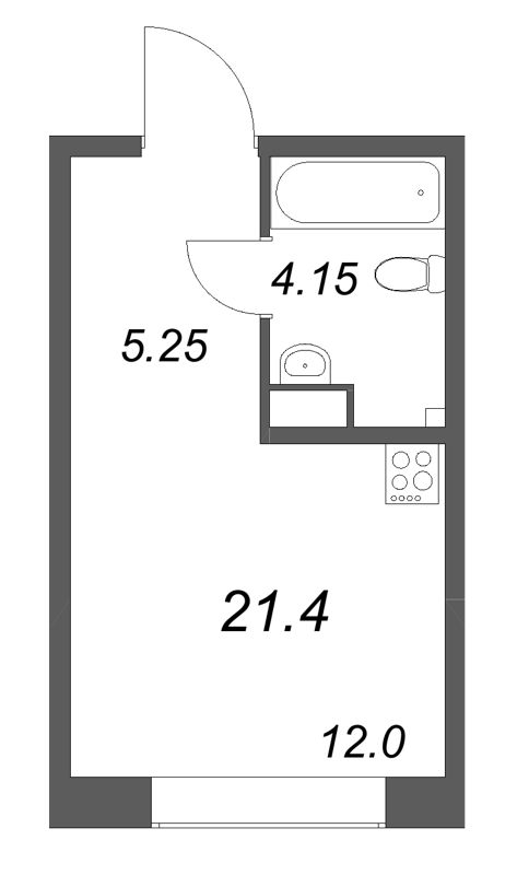 Студия 21,4 м²