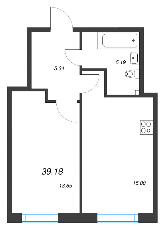 1 ккв 39,2 м²