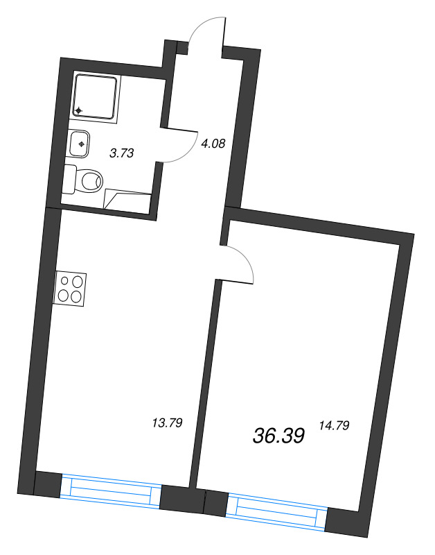 1 ккв 36,4 м²