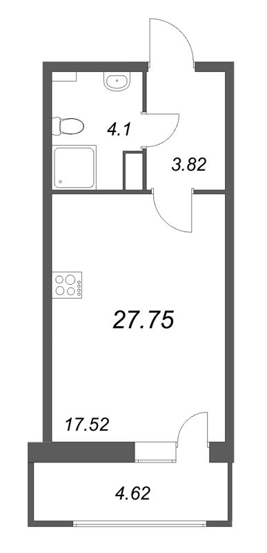 Студия 27,8 м²