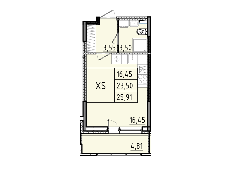 Студия 25,9 м²