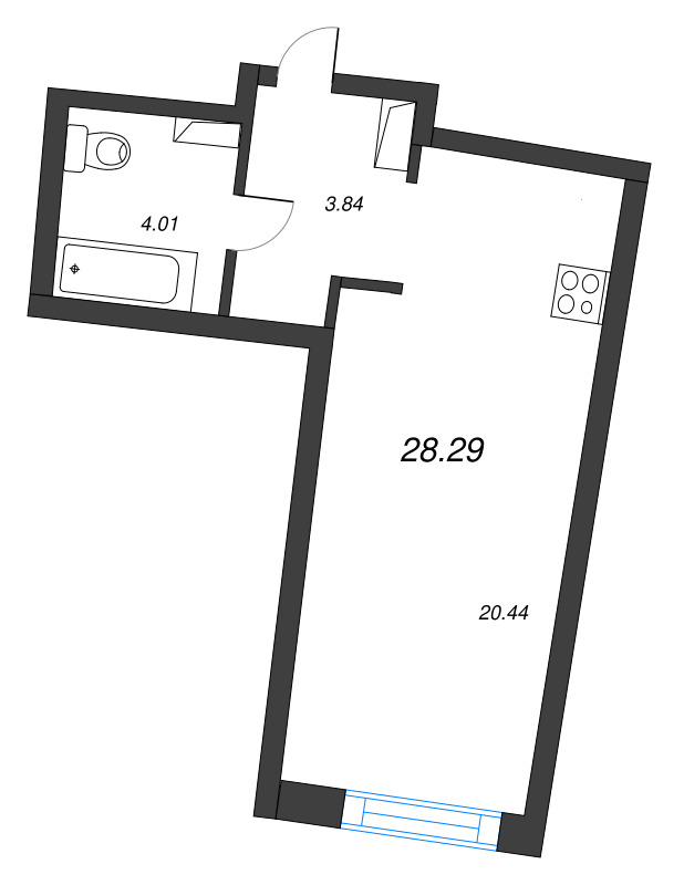 Студия 28,3 м²