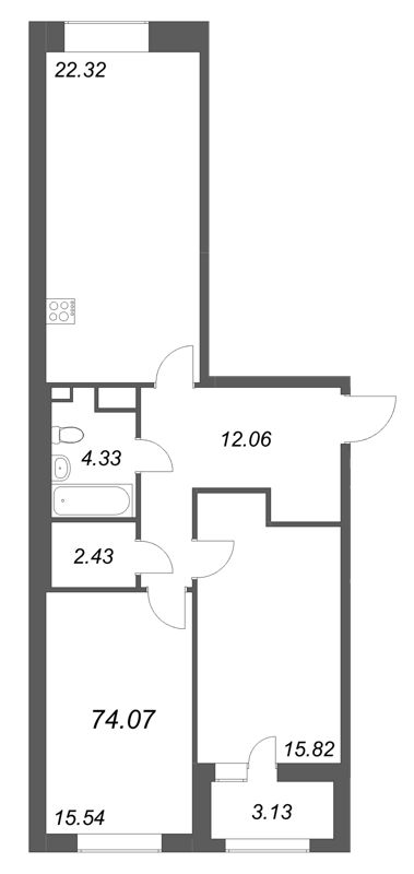 3 ккв (Евро) 74,1 м²