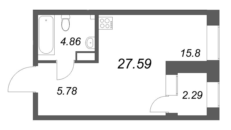 Студия 27,6 м²