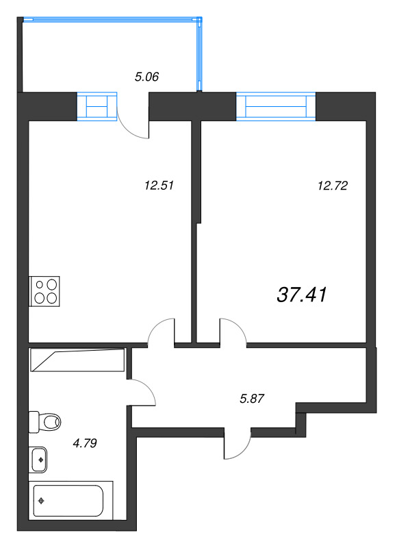 1 ккв 37 м²