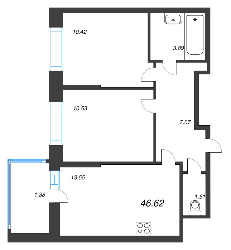 2 ккв 48,4 м²