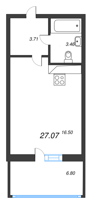 Студия 25,4 м²
