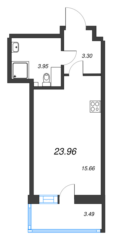 Студия 24 м²