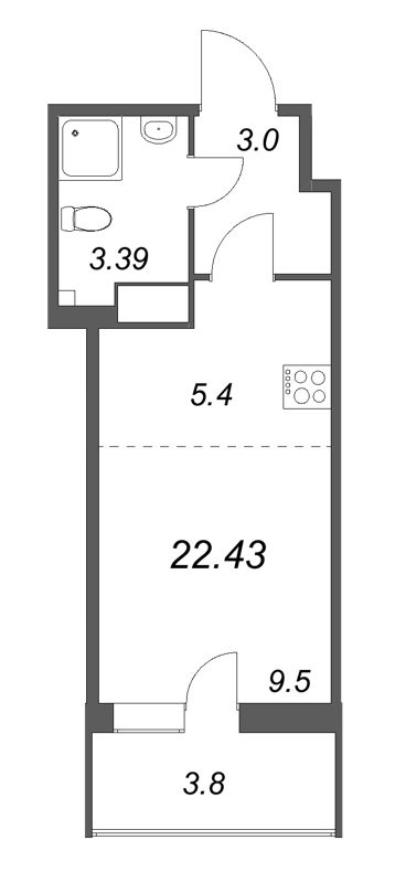 Студия 22,4 м²
