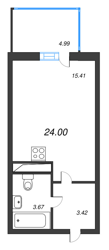Студия 23,8 м²