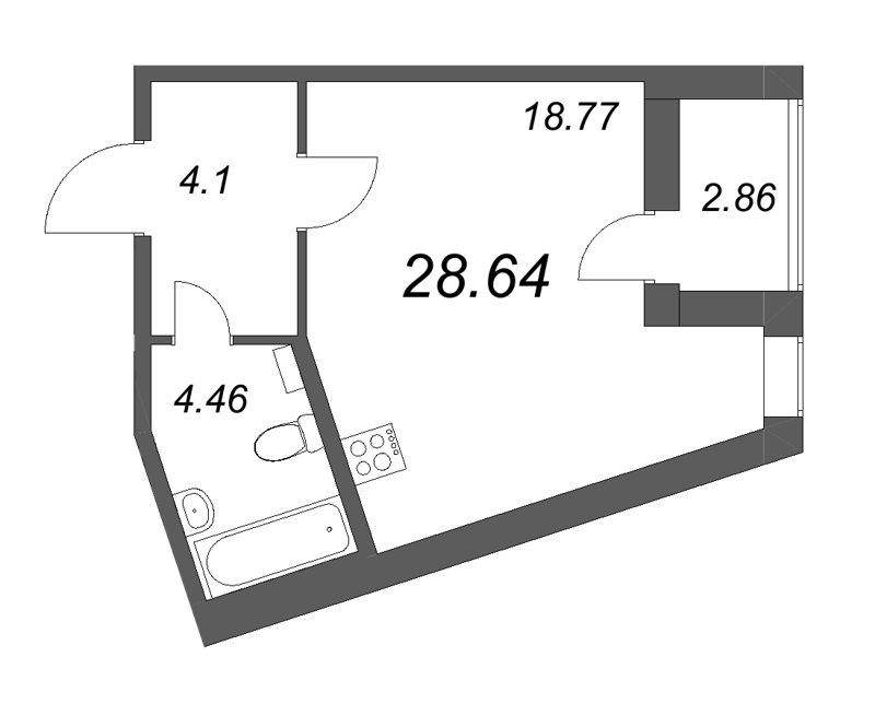 Студия 28,8 м²