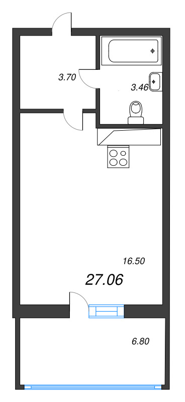 Студия 25,5 м²