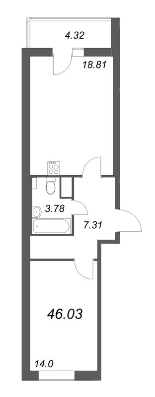 2 ккв (Евро) 46,2 м²