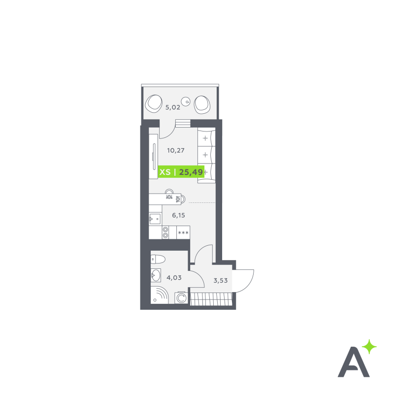 Студия 25,8 м²