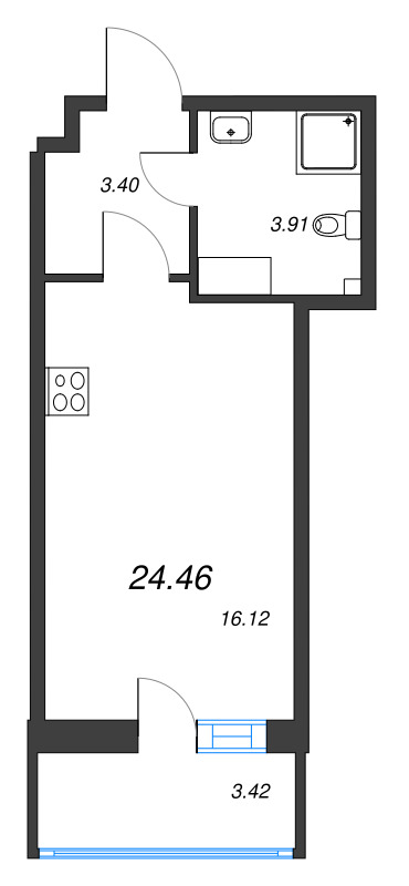 Студия 24,5 м²