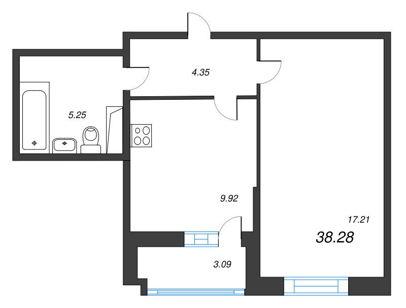 1 ккв 37,7 м²