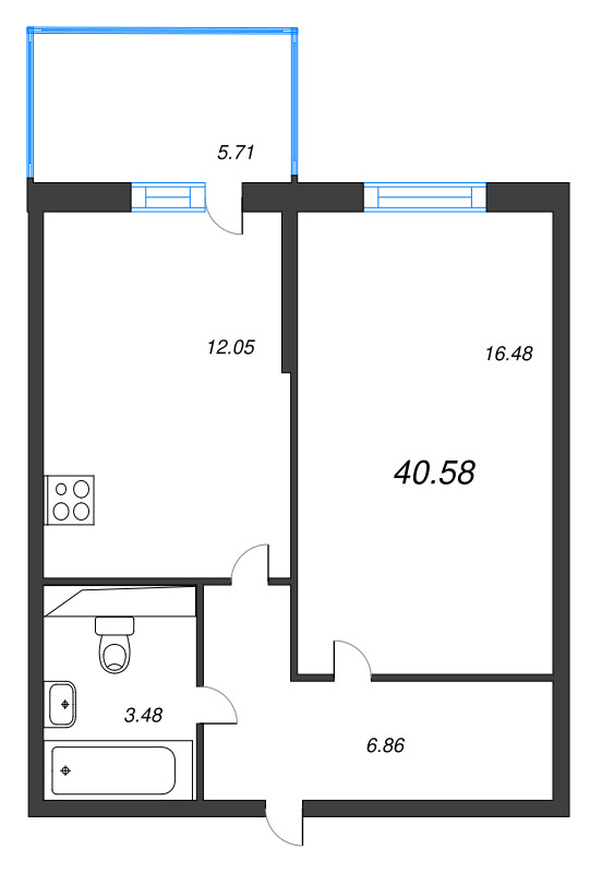 1 ккв 40,2 м²