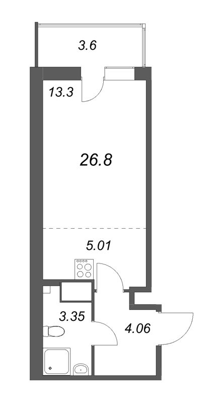 Студия 26,8 м²