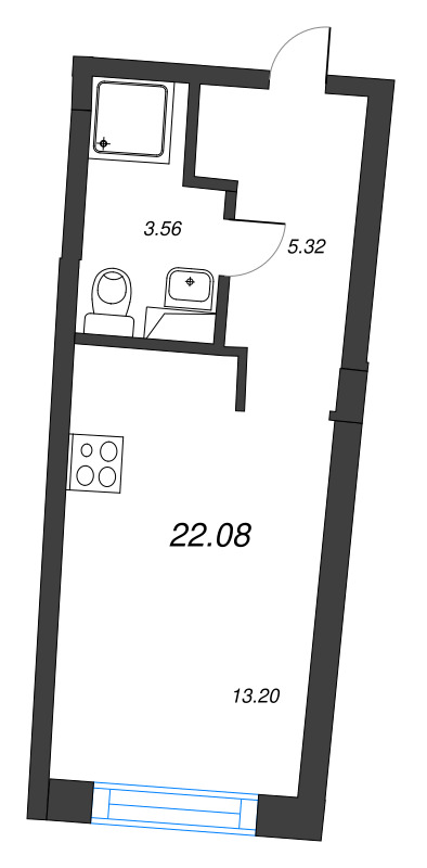 Студия 22,1 м²