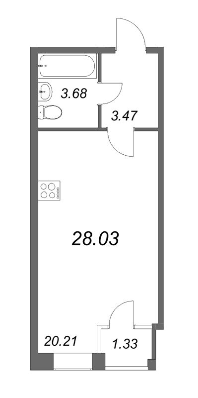 Студия 27,4 м²