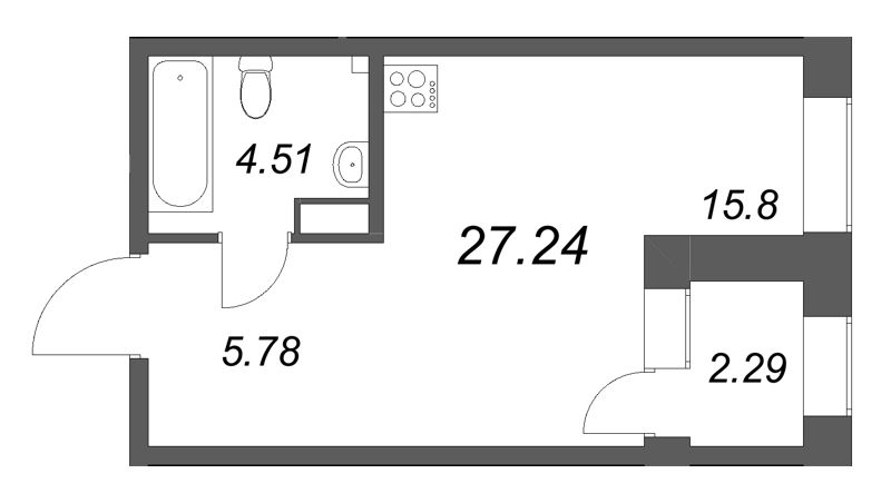 Студия 27,2 м²